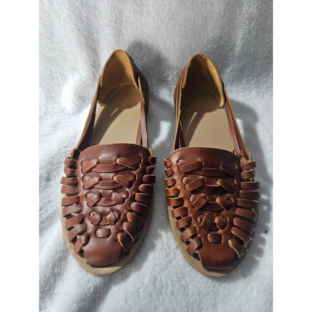 Nisolo Brown Leather Huarache Flats